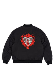 Chaqueta Bomber Flamed Cobra Negra Hombre | Jose Prieto