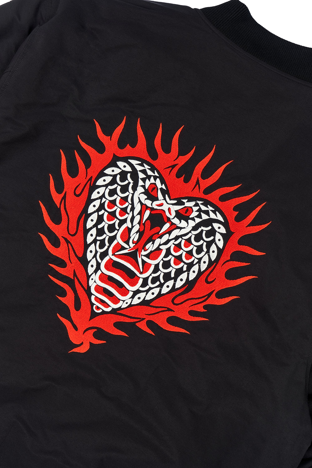 Chaqueta Bomber Flamed Cobra Negra Hombre | Jose Prieto
