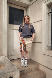 Polera Skull & Fire Mujer Gris | 3Sietes