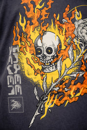 Polera Skull & Fire Gris | 3Sietes