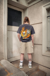 Polera Skull & Fire Mujer Gris | 3Sietes