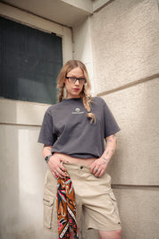 Polera Skull & Fire Mujer Gris | 3Sietes