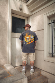 Polera Skull & Fire Gris | 3Sietes