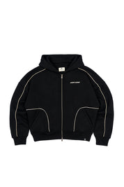 Polerón con Gorro Full Zipper Boxy Negro Hombre | more amor