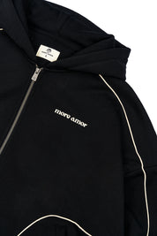 Polerón con Gorro Full Zipper Boxy Negro Hombre | more amor