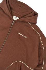 Polerón con Gorro Full Zipper Boxy Café Mujer | more amor