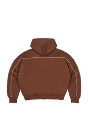 Polerón con Gorro Full Zipper Boxy Café Mujer | more amor