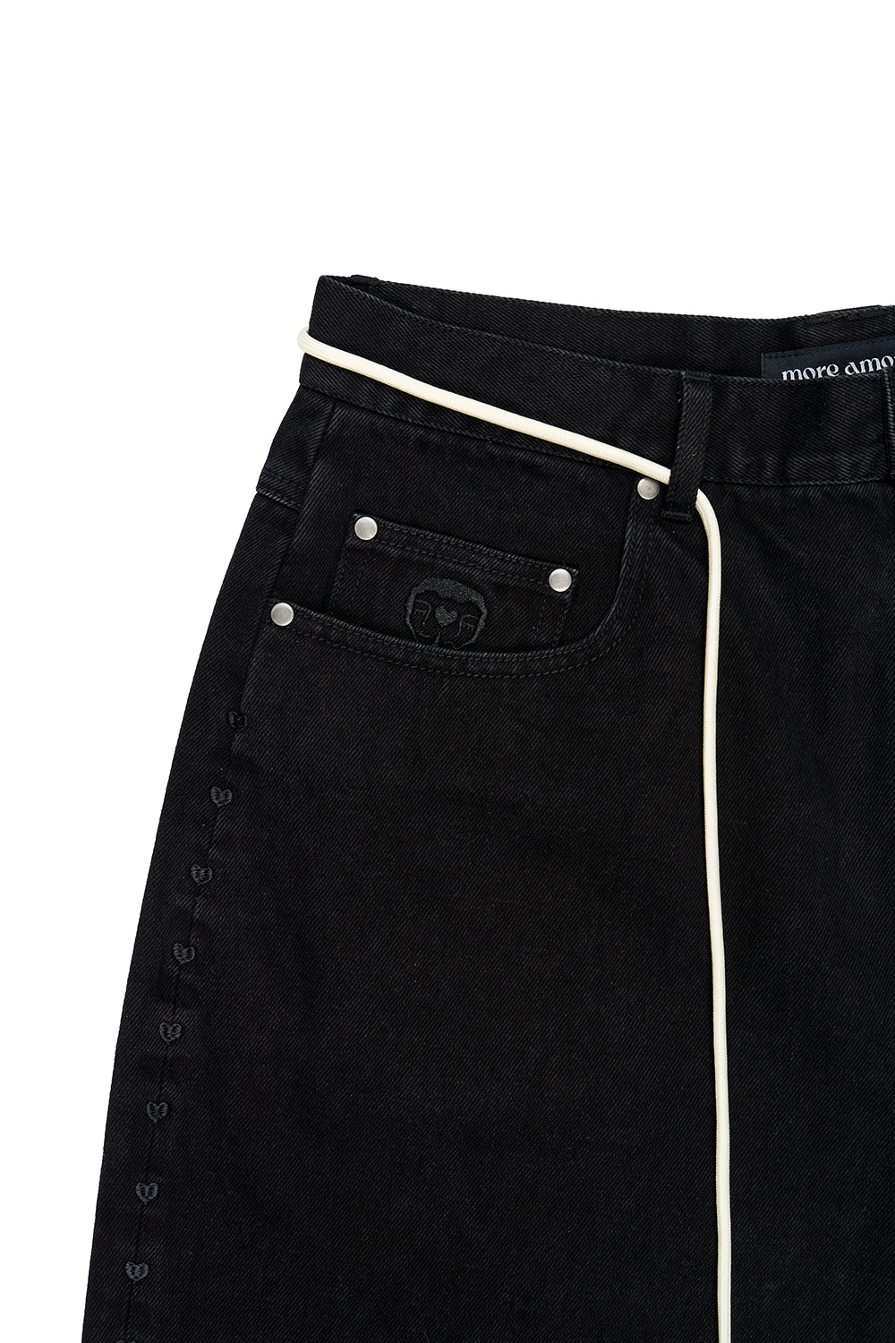Pantalón Denim Daily Hearts Negro Mujer | more amor