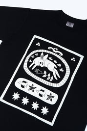 Polera 250 gr Rabbit Rug Negro | Cata Ciro