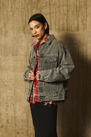 Denim Chaqueta Vase Of Flower Negra | Pau Cero