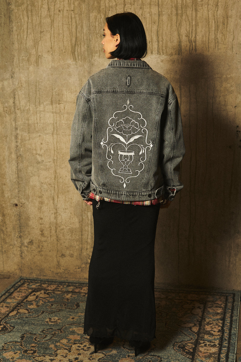 Denim Chaqueta Vase Of Flower Negra | Pau Cero