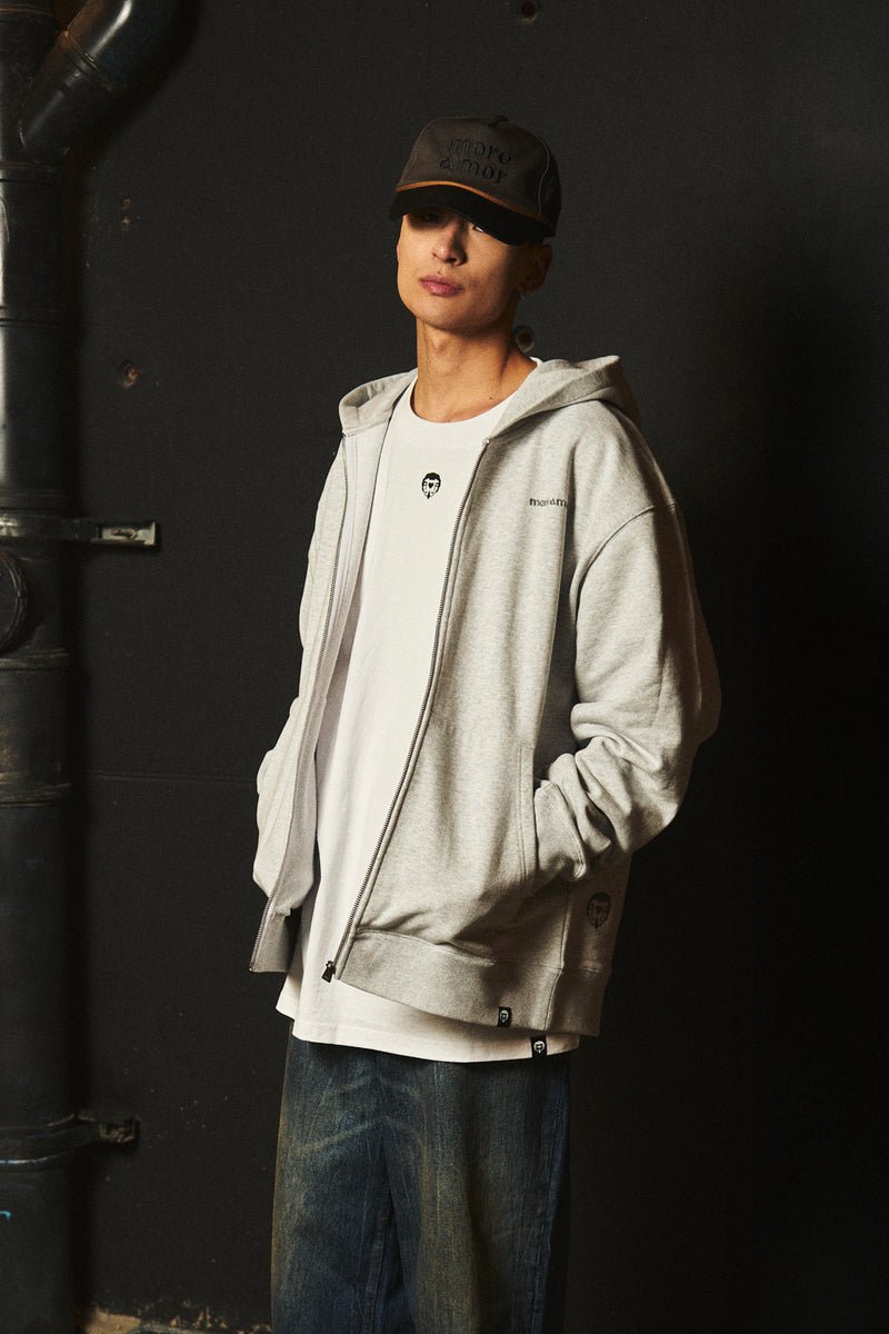 FullZip Polerón Con Gorro Gris Melange | more amor