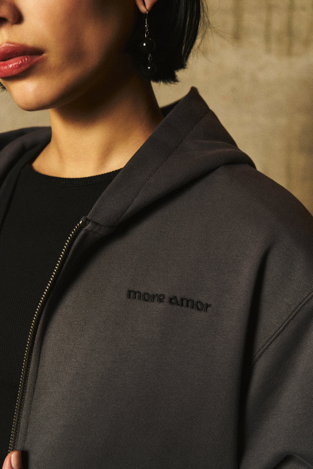 FullZip Polerón Con Gorro Gris | more amor