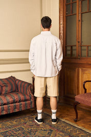 Camisa ML Classy Stripes Boxy Fit Celeste | more amor