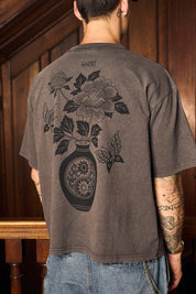 Polera FlowerPot Boxy Fit Gris | Clunes