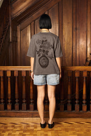 Polera FlowerPot Boxy Fit Gris Mujer | Clunes