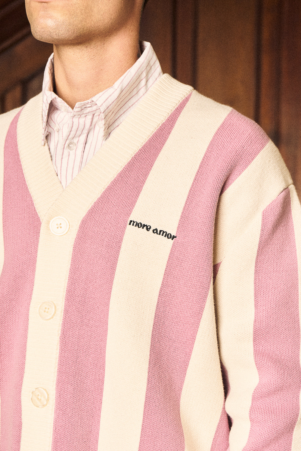 Chaleco Classy Cardigan Rosado&Ecru | more amor