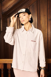 Camisa ML Classy Stripes Boxy Fit Rosado Mujer | more amor