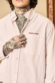 Camisa ML Classy Stripes Boxy Fit Rosado | more amor