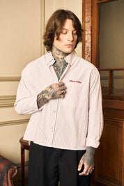Camisa ML Classy Stripes Boxy Fit Rosado | more amor