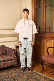 Camisa MC Classy Stripes Boxy Fit Rosado | more amor