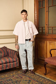 Camisa MC Classy Stripes Boxy Fit Rosado | more amor