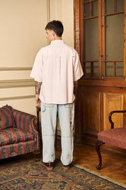 Camisa MC Classy Stripes Boxy Fit Rosado | more amor