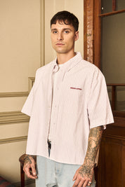 Camisa MC Classy Stripes Boxy Fit Rosado | more amor