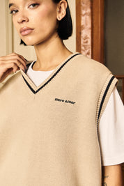 Chaleco Sleeveless Classy GrandPa Ecru Mujer | more amor