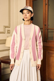 Chaleco Classy Cardigan Rosado&Ecru Mujer | more amor