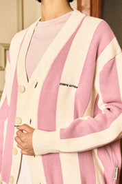 Chaleco Classy Cardigan Rosado&Ecru Mujer | more amor