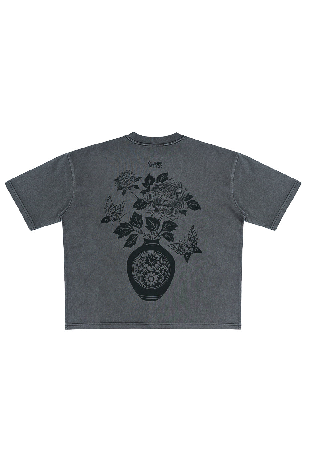 Polera FlowerPot Boxy Fit Gris Mujer | Clunes