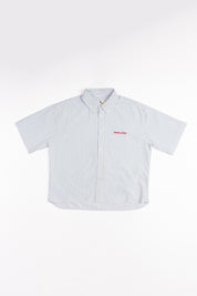 Camisa MC Classy Stripes Boxy Fit Celeste | more amor