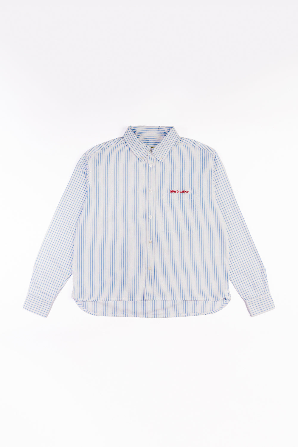 Camisa ML Classy Stripes Boxy Fit Celeste | more amor