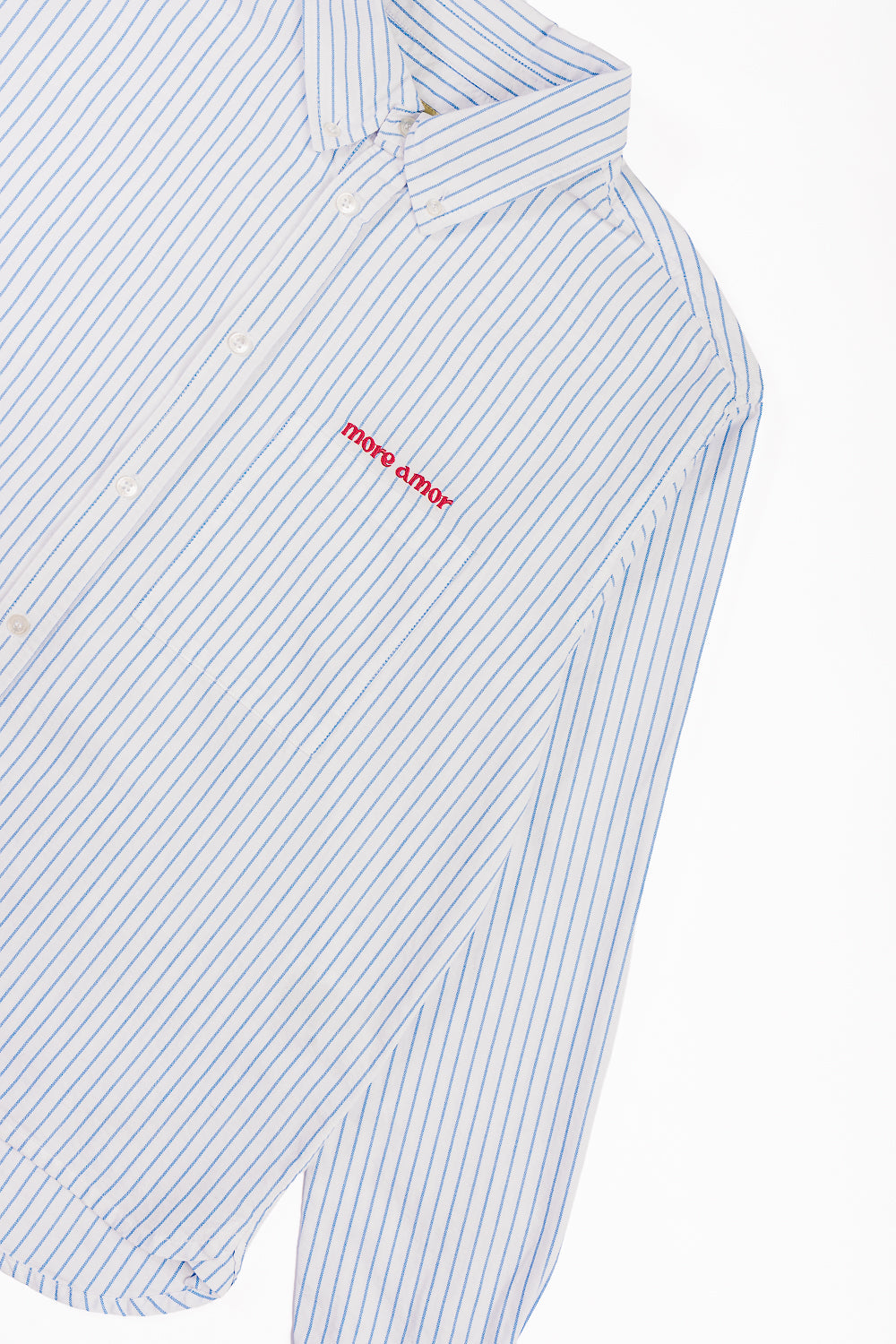 Camisa ML Classy Stripes Boxy Fit Celeste | more amor