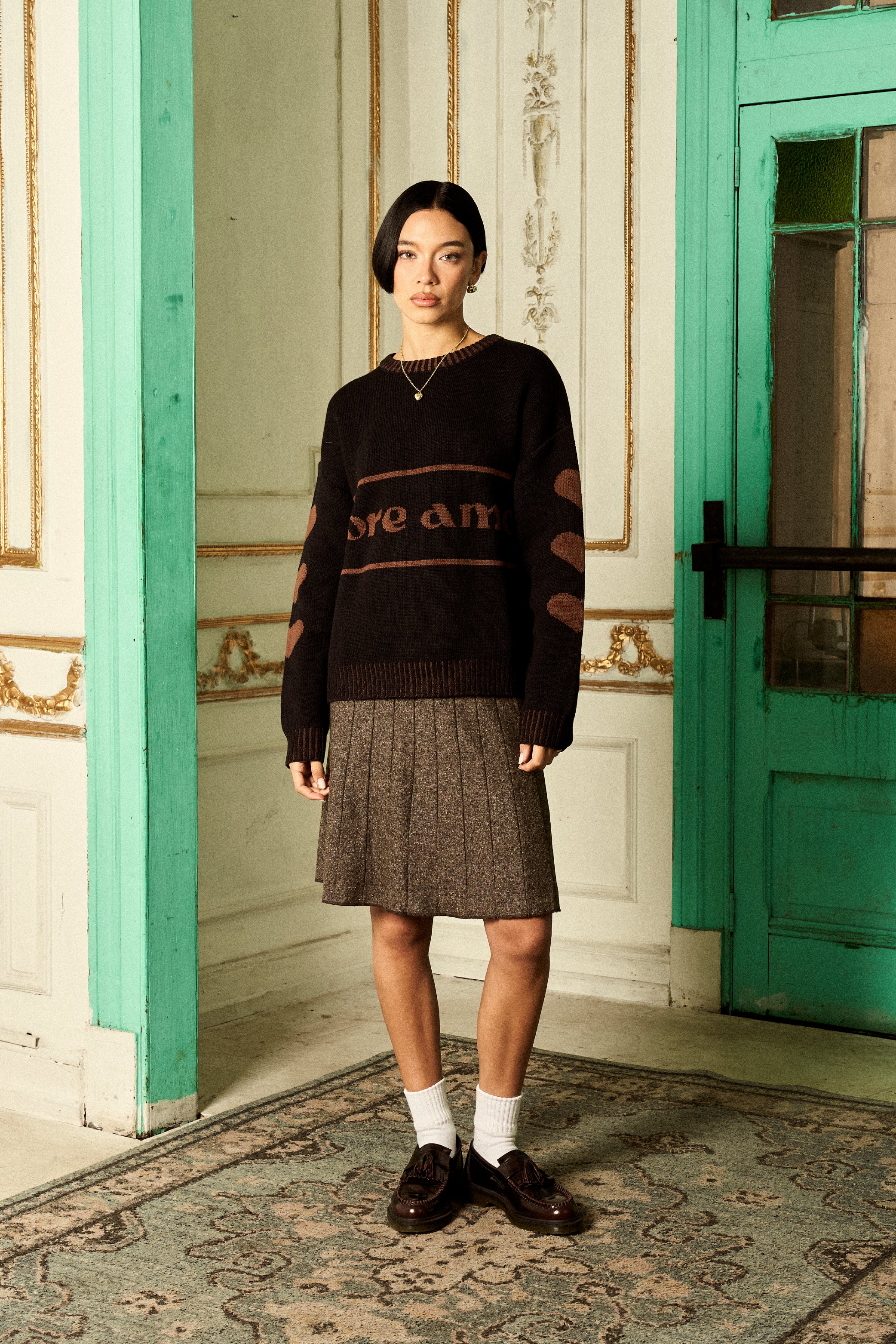 Chaleco Retro Hearts Negro Mujer | more amor