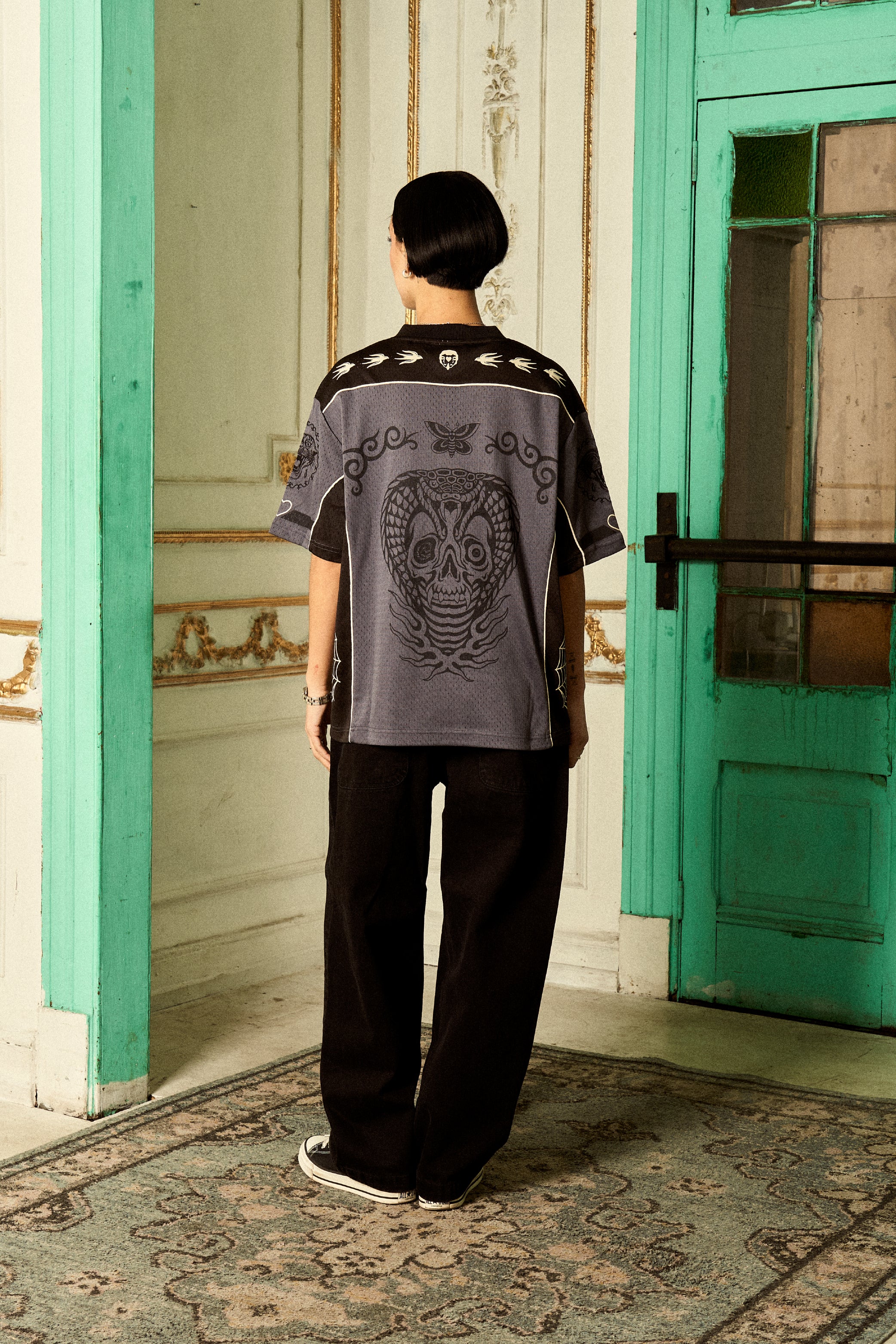 Polera Skull Web Gris Mujer | Frezsttt