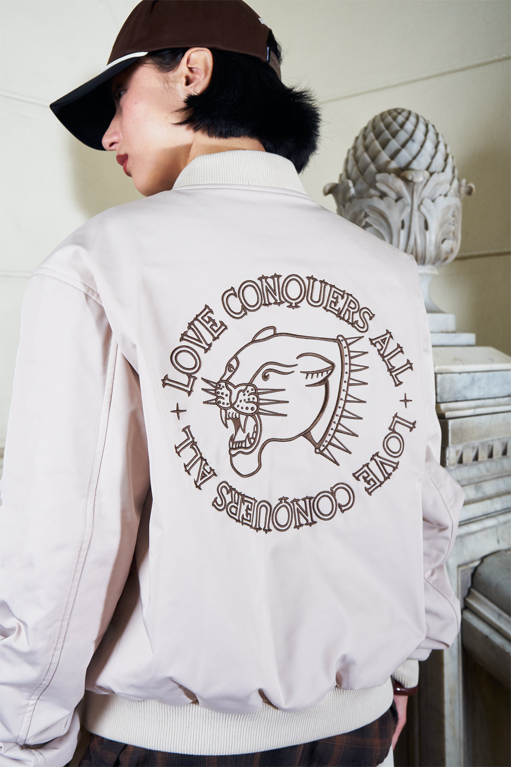Bomber Jacket Love Conquers All Ecru | DimeDarko