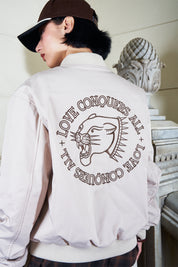 Bomber Jacket Love Conquers All Ecru | DimeDarko