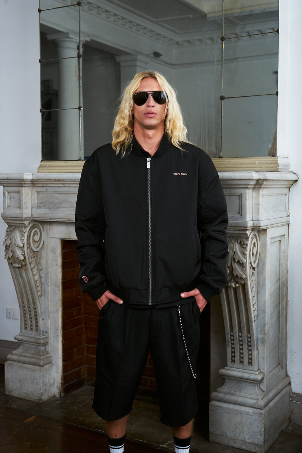 Bomber Jacket Crane Negro | Intemperie