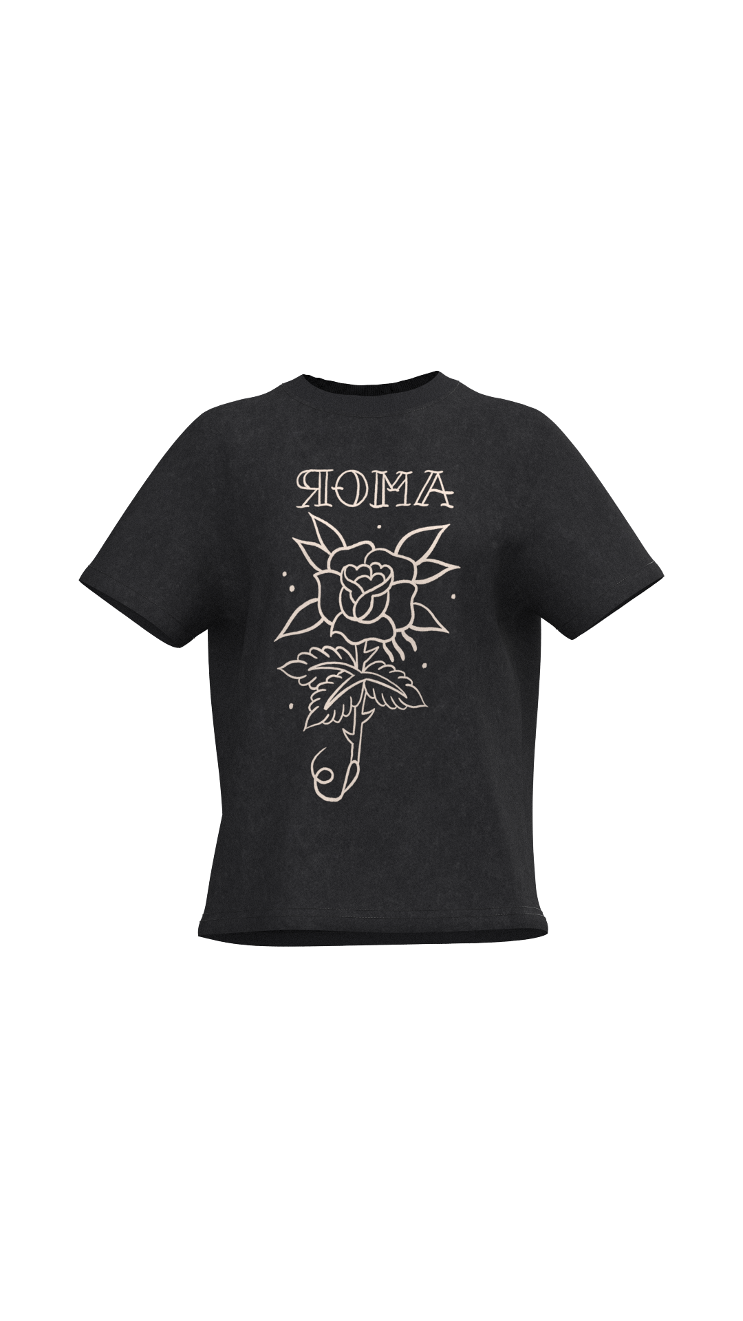 Polera 200gr Roma Negra Regular Fit | Max Puga