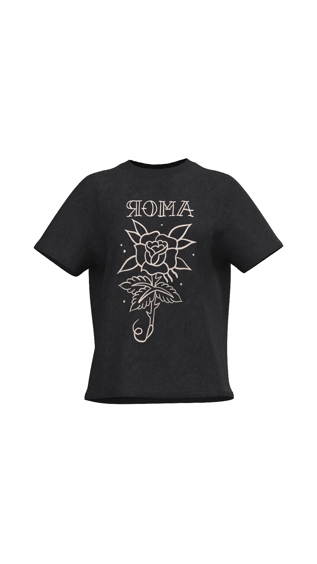 Polera 200gr Roma Negra Regular Fit | Max Puga
