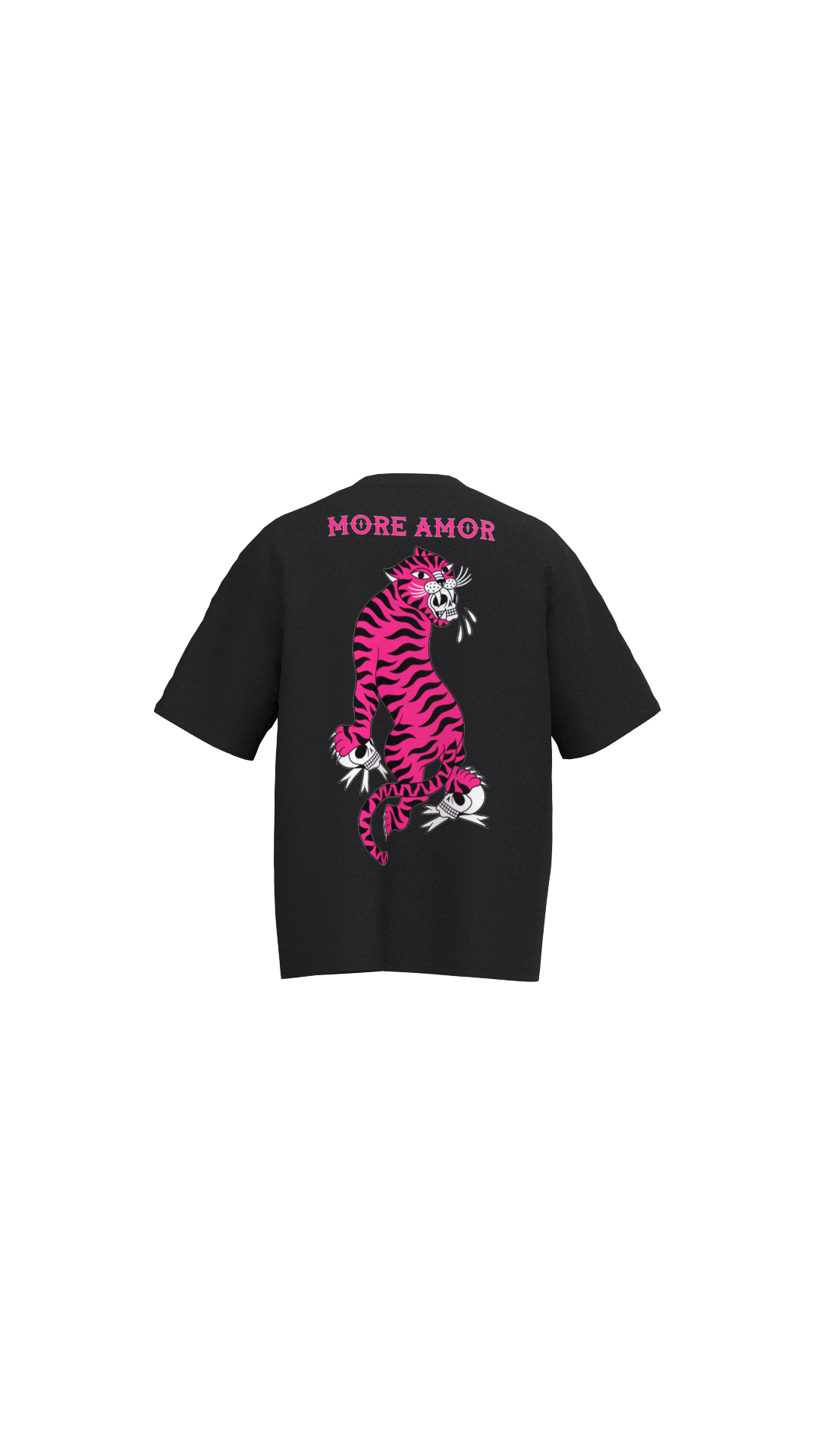 Polera Manga Corta 250gr Hombre Pink Tiger Negra | Vika