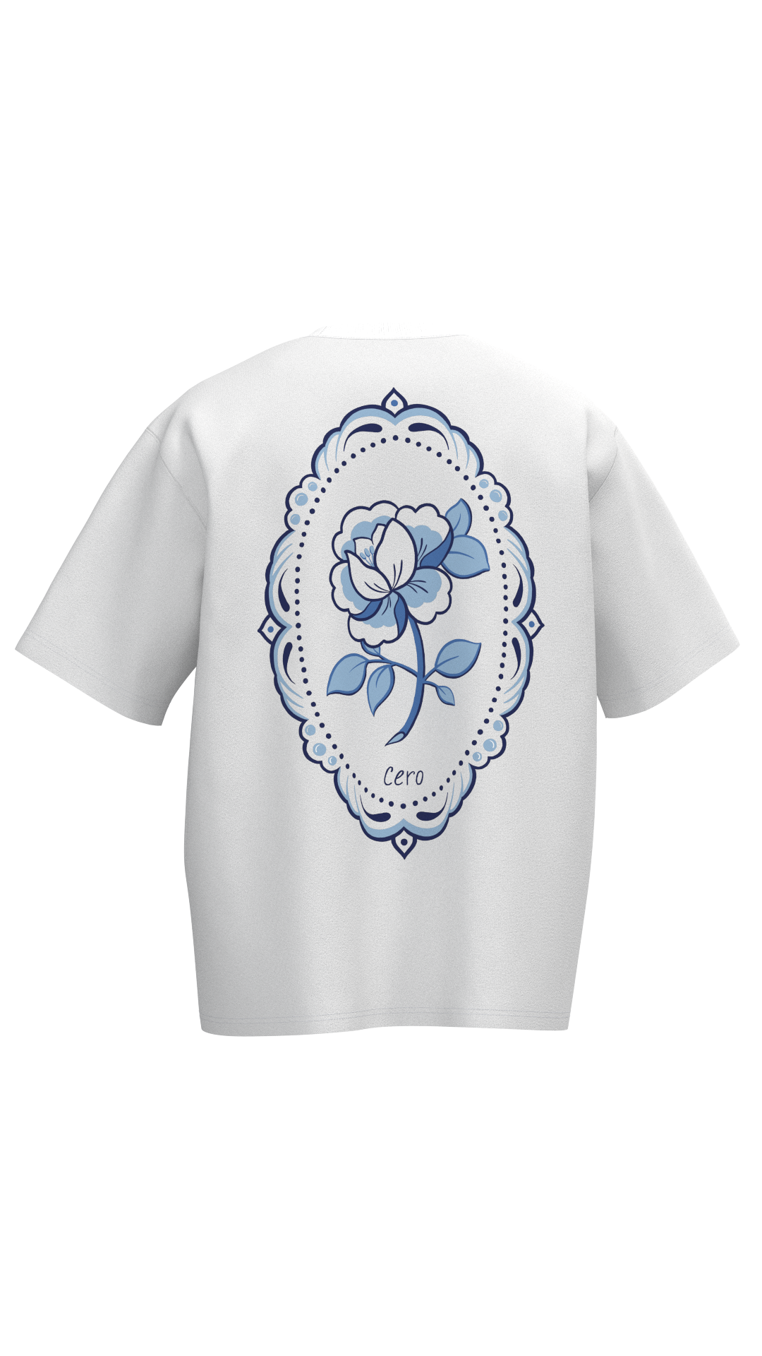 Polera Manga Corta 250gr Hombre Framed Flower Blanca | Cerotatuajes