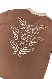 Camisa Fire Eyes Cafe Mujer | Matias Wenuqueo