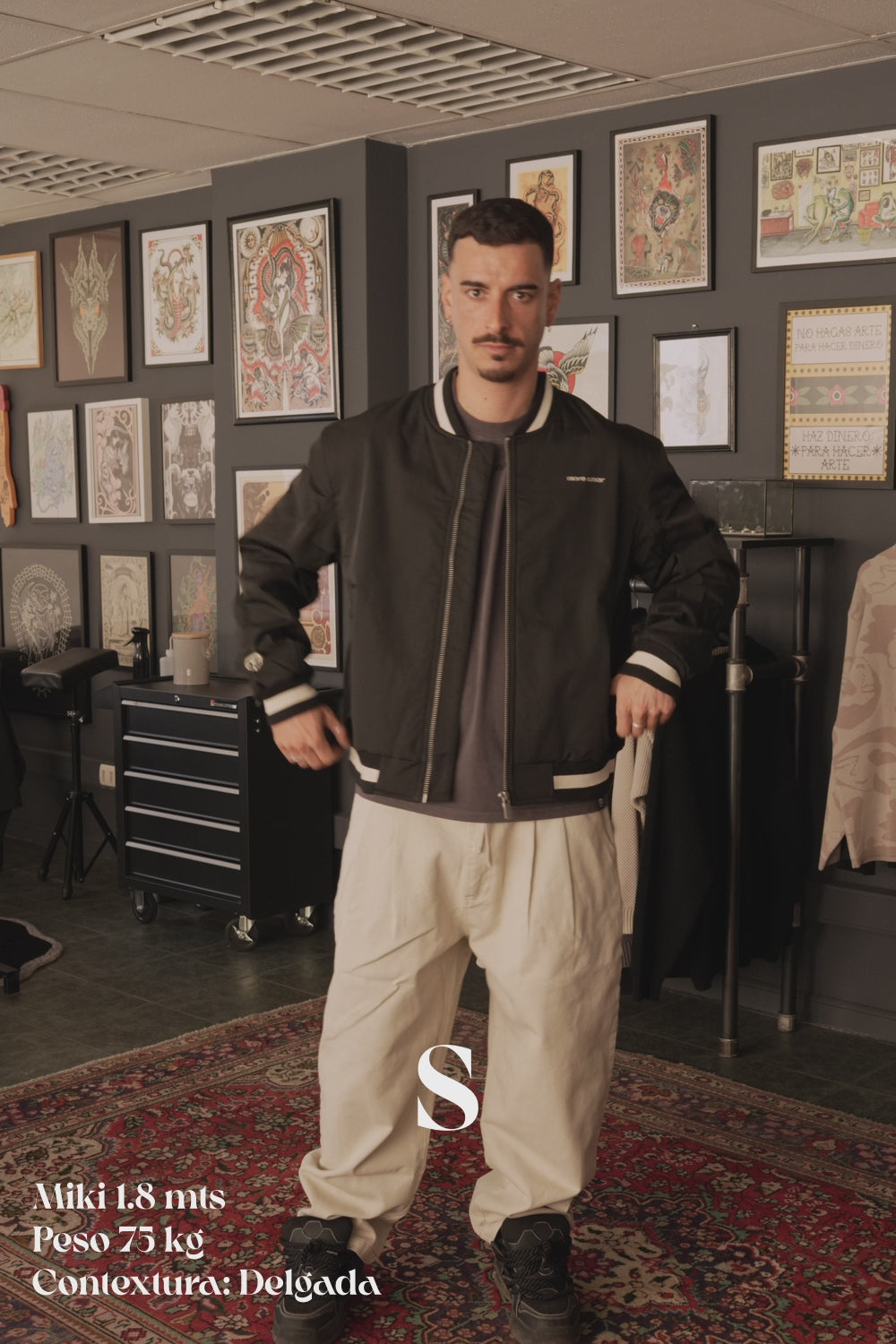 Bomber Jacket Crane Negro | Intemperie